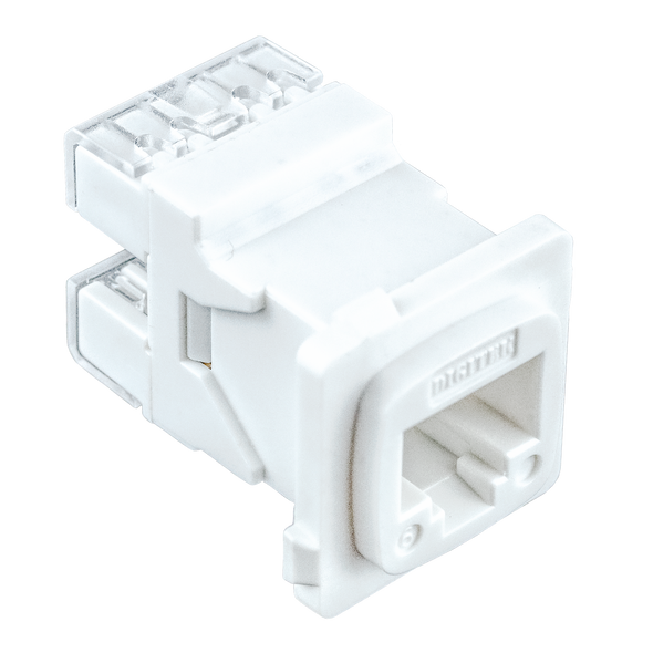 Digitek 05CRJ45H6 CAT6 RJ45 mech in white for HPM wall plates, 8P8C jack with T568A/B wiring labels for easy Ethernet termination Digitek 05CRJ45H6 CAT6 RJ45 mech in white for HPM wall plates, 8P8C jack with T568A/B wiring labels for easy Ethernet termination