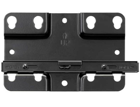 Front view of Standard AV ZSL1 innovative tilt-lock system securing TV to wall bracket for safety and stabilit Front view of Standard AV ZSL1 innovative tilt-lock system securing TV to wall bracket for safety and stabilit