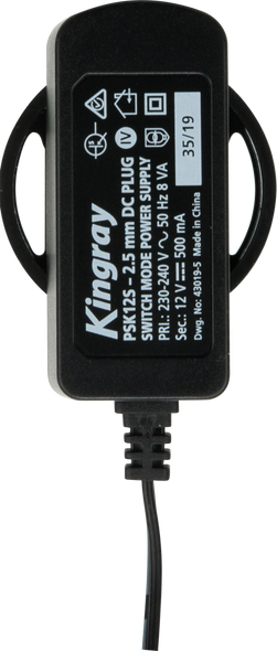 Kingray PSK12S 12V DC 500mA Plug Pack with 2.5mm plug socket