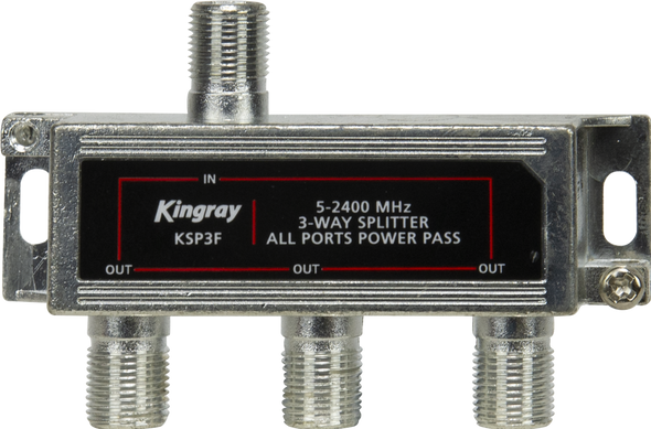 Kingray KSP3F 3 Way All Ports Power Pass Splitter, 5-2400 MHz