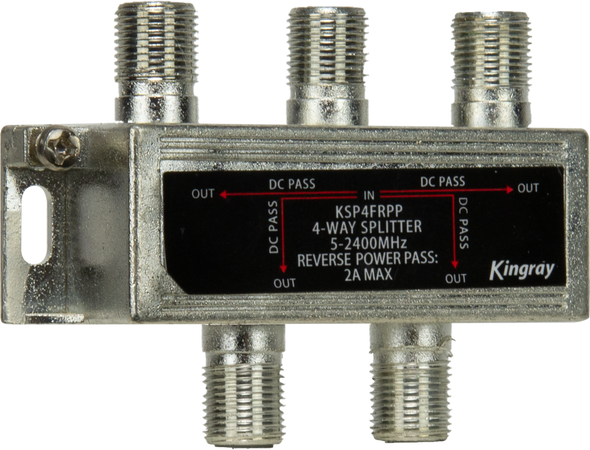 Kingray 4 Way Splitter Reverse Power Pass All Ports 30V DC 2 Amp, 5-2400 MHz