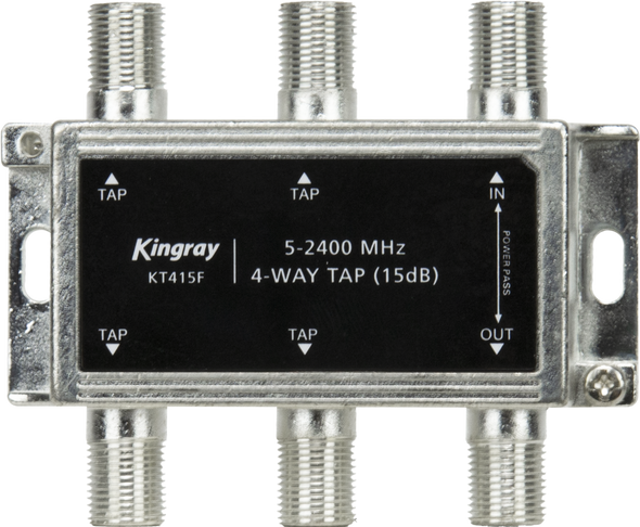 Kingray 4 Way 15dB Tap, Power Pass Through Port, 5-2400 MHz