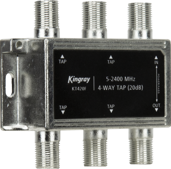 KingrayKT420F 4 Way 20dB Tap, Power Pass Through Port, 5-2400 MHz