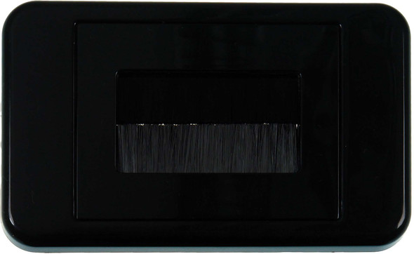 Digitek black flat media style wallplate with black bristle brushes, 53.00mm x 30mm aperture for cable pass-through Digitek black flat media style wallplate with black bristle brushes, 53.00mm x 30mm aperture for cable pass-through