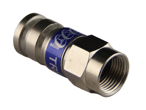 PCT RG6 TRS-6LMG F Type compression connector for quad shield cable, all-brass design with torque-retaining washer PCT RG6 TRS-6LMG F Type compression connector for quad shield cable, all-brass design with torque-retaining washer