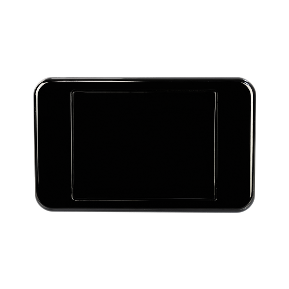 Front view of Digitek ABS plastic black gang-style blank wallplate for unused outlets Front view of Digitek ABS plastic black gang-style blank wallplate for unused outlets