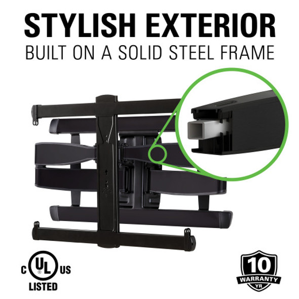 Sanus VXF730-B2 Advanced Full-Motion Premium TV Wall Mount featuring stylish exterior, built on a solid steel frame