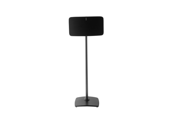 SANUS WSS51 black stand holding Sonos PLAY:5 horizontally