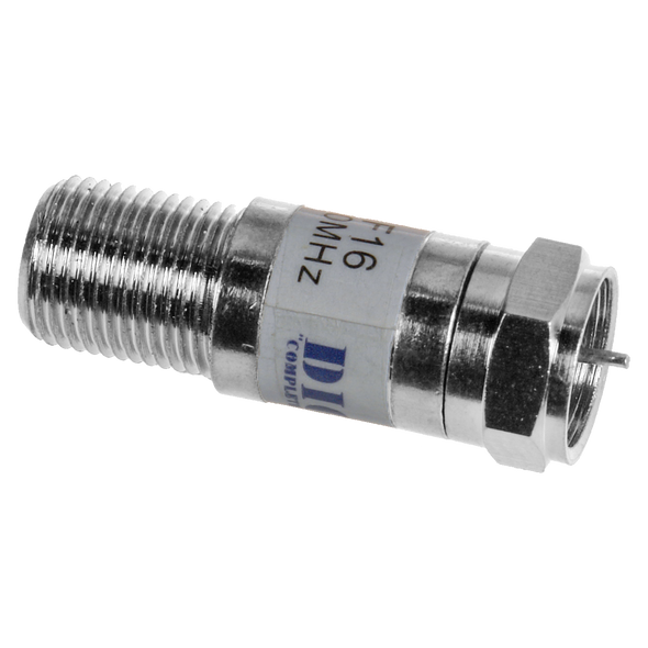 Digitek 16dB F-Type Attenuator in silver housing, F-Type Female to Male connector, for TV and satellite signal management Digitek 16dB F-Type Attenuator in silver housing, F-Type Female to Male connector, for TV and satellite signal management