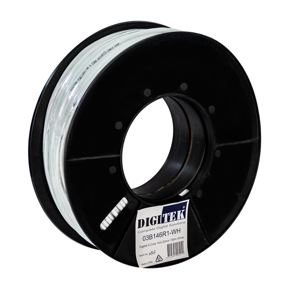 Digitek 6 Core 14/0.20mm Security Cable 100m Reel - White