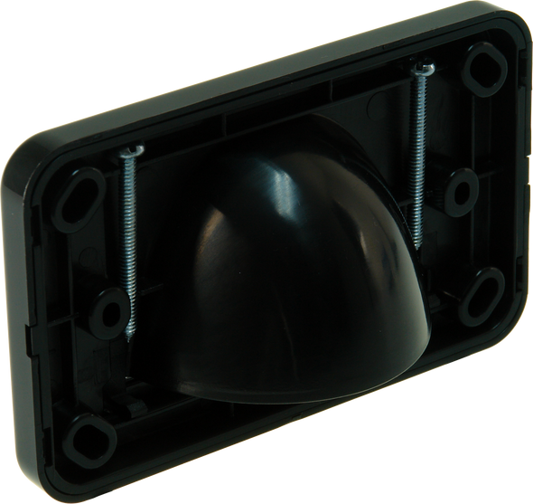 Rear view of Single brush Digitek media pass-through plate in reverse bullnose style for smart home