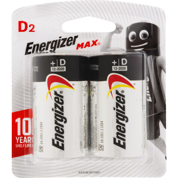 Energizer Max E95BP2T 1.5V Alkaline D Battery - 2 Pack