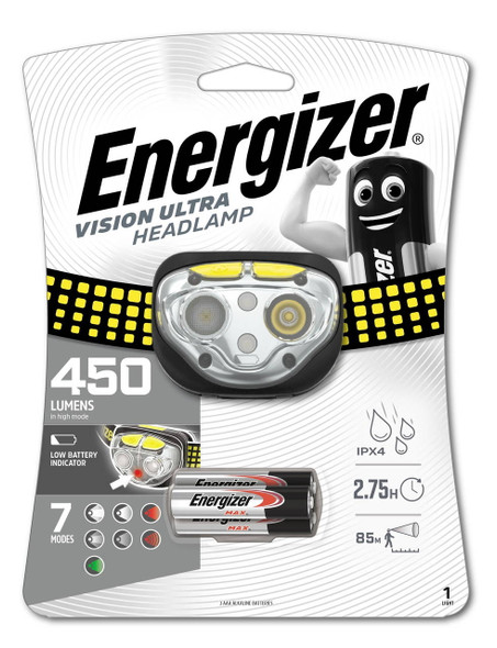 Energizer HDE32 Vision Ultra 450 Lumen Headlight in retail packaging