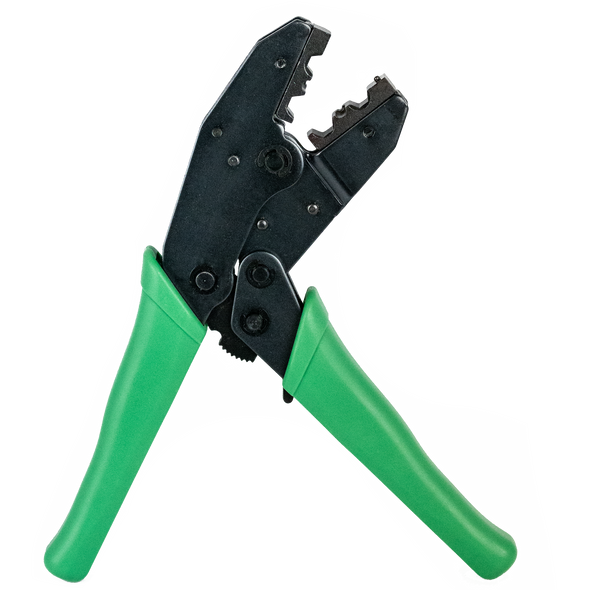 Hanglong Tools HT-336K3 professional crimping tool showing full-cycle ratchet and safety release