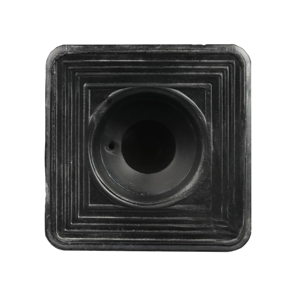 Bottom view of UV and ozone resistant rubber pipe flashing with 25-year warranty