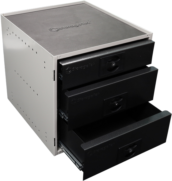 StorageTek cabinet 2 large 1 small drawer black