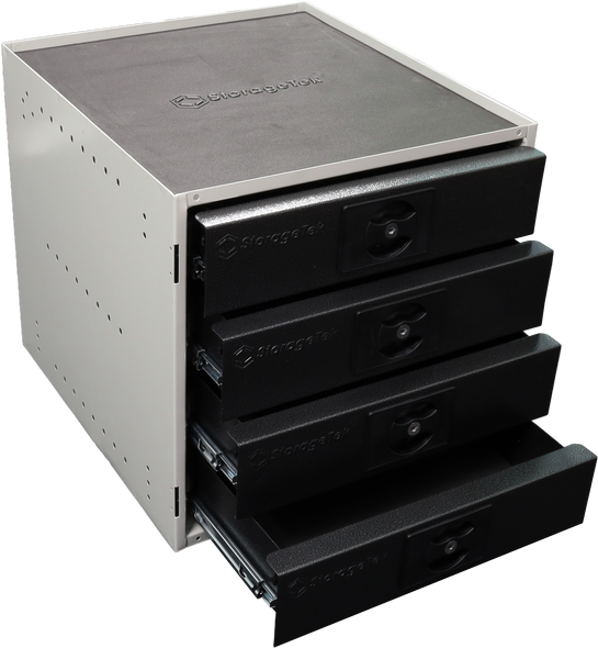 Black StorageTek modular storage cabinet 4 drawers