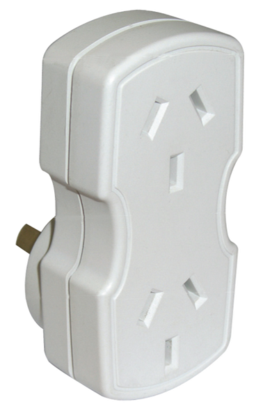 White 10A vertical double power plug adaptor