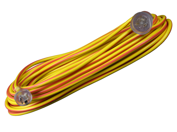 Heavy duty 25 metre yellow power cable with LED indicator