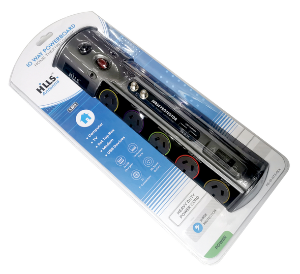 Hills Antenna 10 way surge protector with USB TV and network outlets
