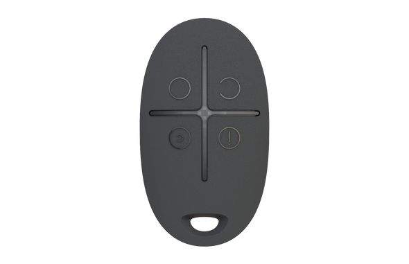 Black Ajax SpaceControl 2-way wireless key fob with 4 buttons for arm/disarm/stay/panic security control