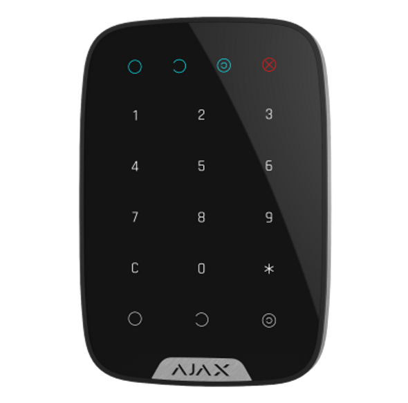 Black Ajax 2-Way Wireless Touch KeyPad with panic button and 200 passcode support for Ajax security systems