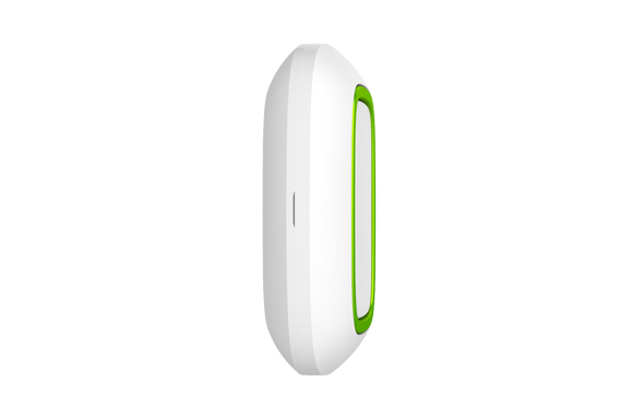 Ajax Button white compact device showing double-press protection and QR code for easy pairing