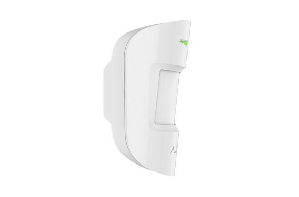 Ajax MotionProtect Plus white indoor sensor, 88.5° viewing angle and tamper protection.