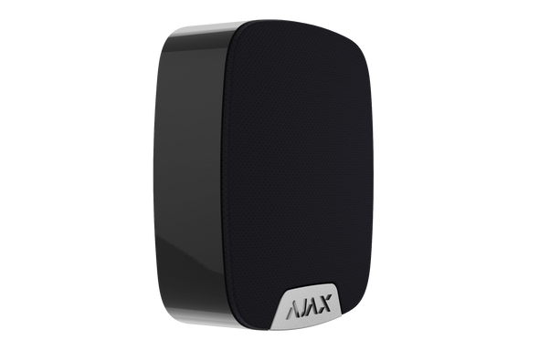 Ajax HomeSiren black, with adjustable 81-105 dB buzzer and external LED terminal