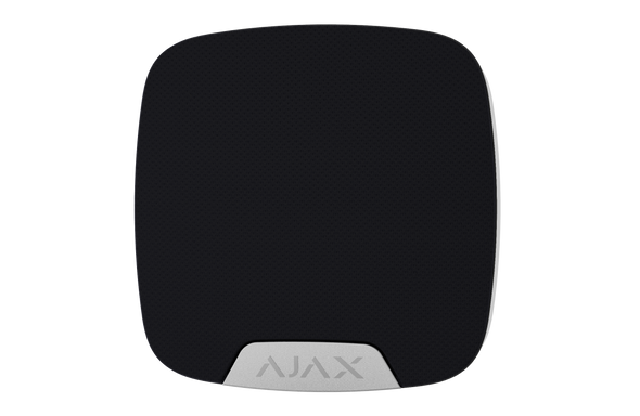Black Ajax HomeSiren 2-way wireless indoor siren with built-in LED indicator for armed/disarmed status