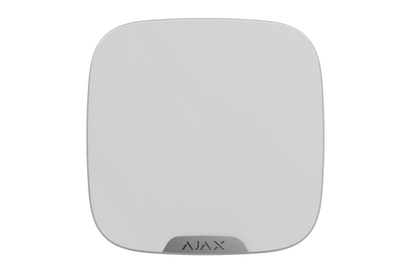 Front view of Ajax Brandplate white panel, featuring clip lock and tamper protection for branding
