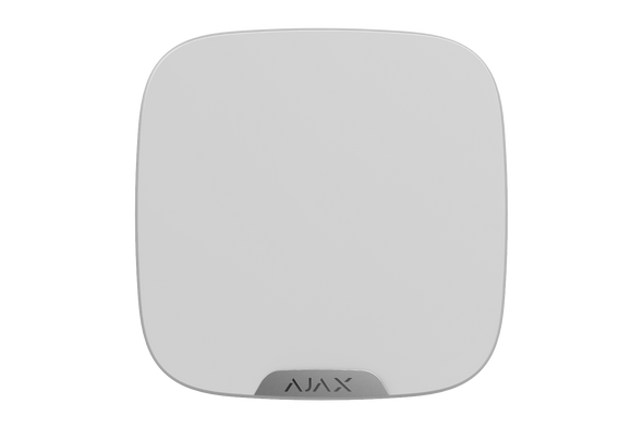 Front view of Ajax Brandplate white panel, featuring clip lock and tamper protection for branding
