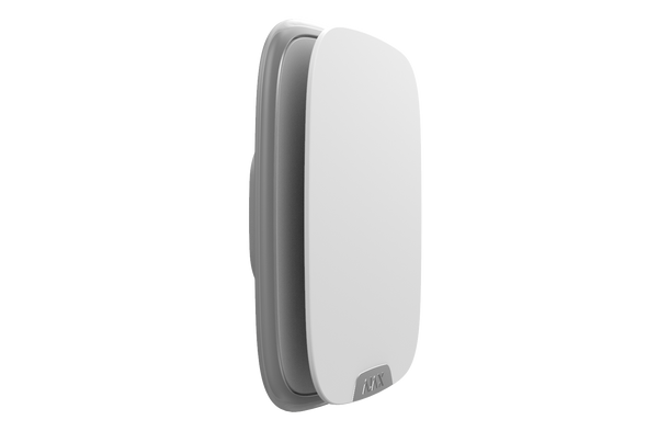 Side angle view of Ajax Brandplate white panel on Streetsiren DoubleDeck, featuring clip lock and tamper protection for branding