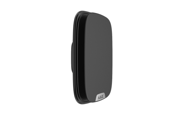 Side angle view of Ajax Brandplate black panel on Streetsiren DoubleDeck, featuring clip lock and tamper protection for branding