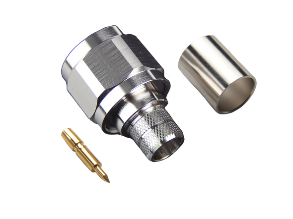 Hills Antenna N Connector Male HEX Crimp for LL400 Cable - White Bronze Tri Metal Albaloy Body