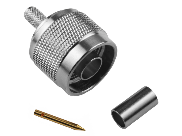 Hills Antenna N Connector Male Crimp for LL195 & RG-58 Mini Cable - Nickel Plated Body