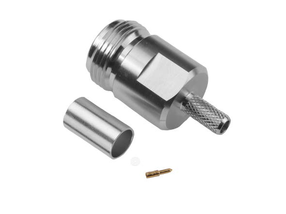 Hills Antenna N Connector Female Crimp for LL195 & RG-58 Mini Cable - Nickel Plated Body