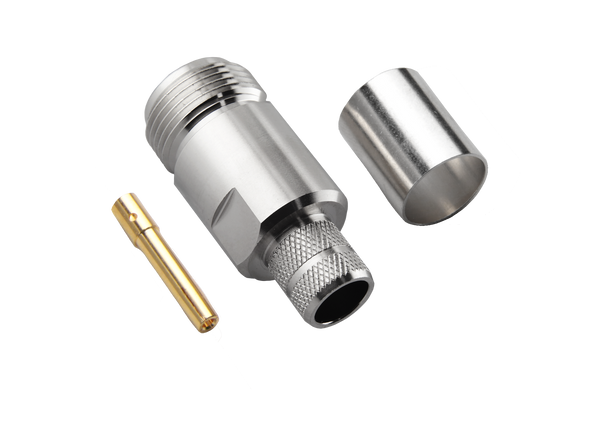 Hills Antenna N Connector Female Crimp for RG-213 Cable - Nickel Plated Body