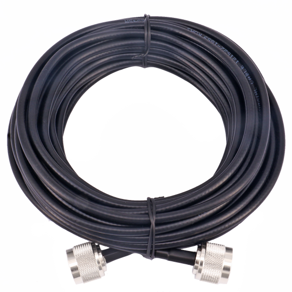 Hills Antenna N Male to N Male LL195 10m patch lead coaxial cable, featuring low-loss design with bare copper conductor and tinned copper shielding