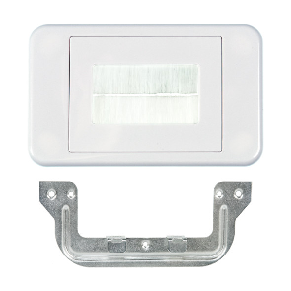 Hills Antenna Flat Media Style White Wallplate with C-Clip Front View