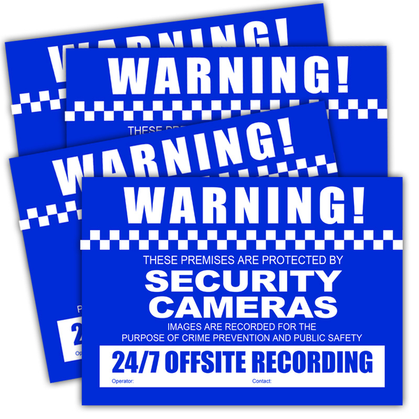 Watchguard CCTV Warning Stickers (4 pack) - A4 Size