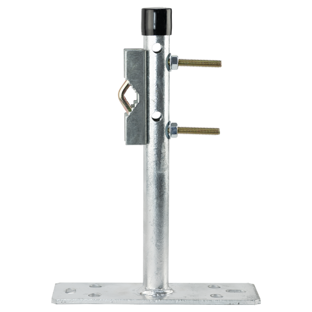 Hills Antenna FB602594 275mm eave bracket in galvanized silver, securing 25mm mast for wall antenna mounting