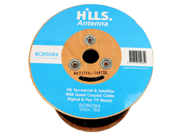 Hills Antenna BC85084 RG6 FTA/SAT Quad Shield 305m Reel