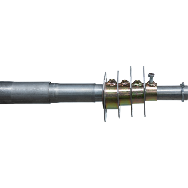 Close-up of Hills Antenna FB164A high-tensile galvanised steel construction with guy ring plates