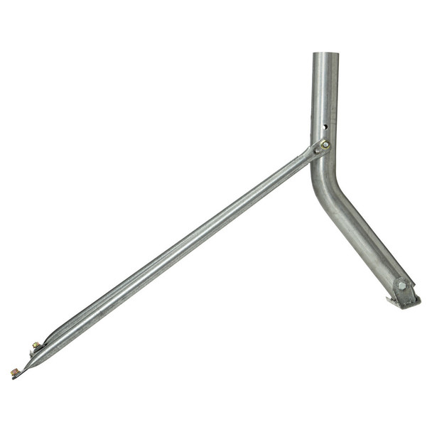 Side view showing correct 60-90 degree stay bar angle on Hills Antenna satellite mount