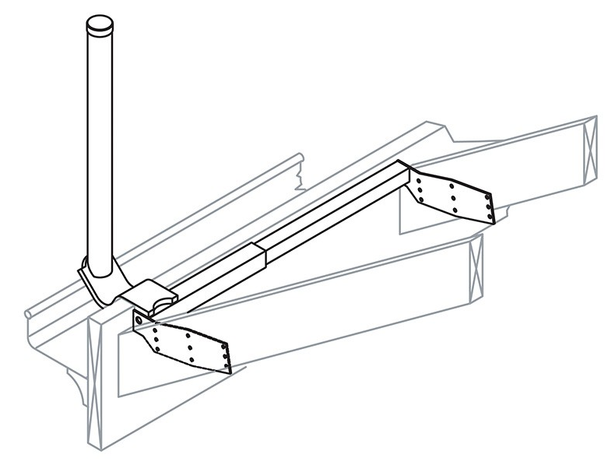 Schematic diagram of Hills Antenna N4 gutter mount showing installation 