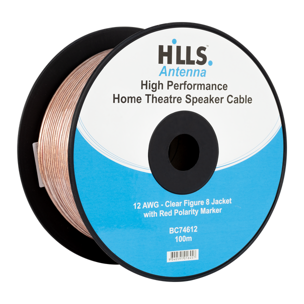 Reel of Hills Antenna BC74612 high-performance speaker cable, ready for commercial AV installations with clear PVC jacket Reel of Hills Antenna BC74612 high-performance speaker cable, ready for commercial AV installations with clear PVC jacket
