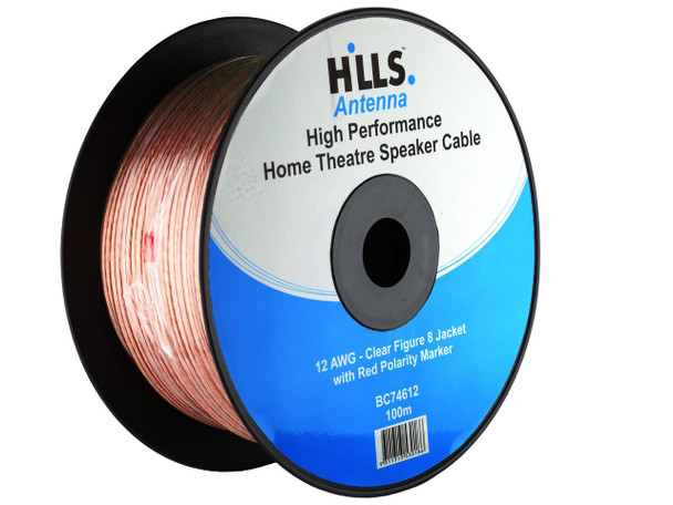 Hills Antenna BC74612 high-performance speaker cable reel front angle view