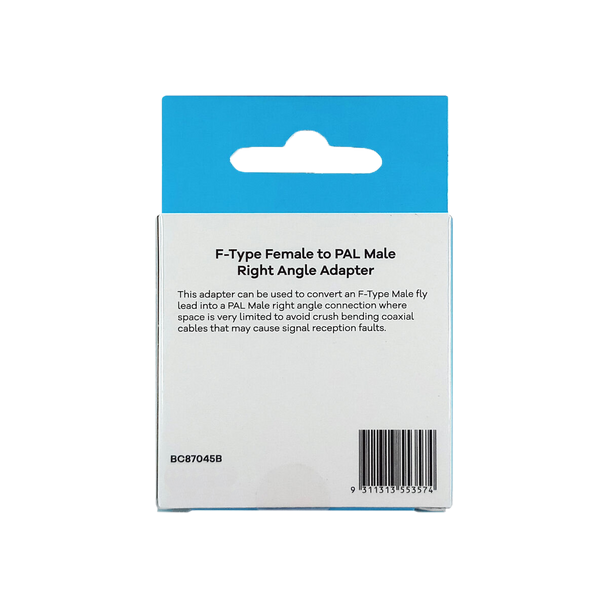 Hills Antenna BC87045B 2-Pack F-Type Female to PAL Male Right Angle Adaptors