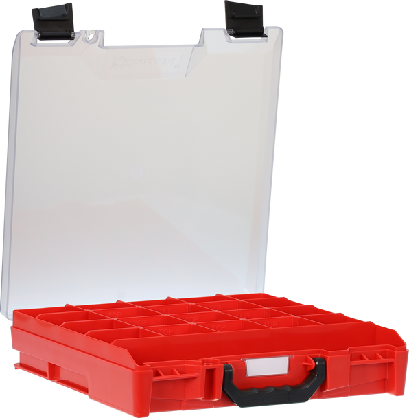 StorageTek Case Small Clear PC Lid-Red with Black Clasps
